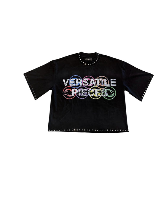 Versatile Black LIMITLESS Rhinestone Tee